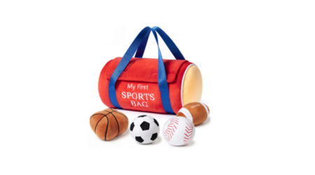 Product Safety Information Notice Thumbnail Image of My First Sports Bag plush toy sold on Amazon
