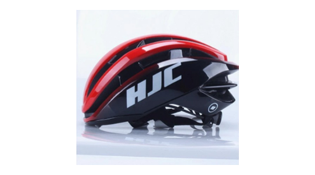 Red cycling helmet