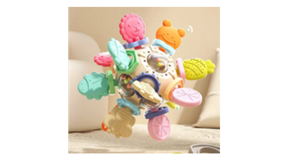 Children’s Activity Ball Vibrant baby rattle toy featuring playful animal shapes and textures