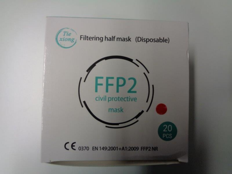 Product Safety Information Notice on TieXiong TX-N02 Particle filter mask sold on the eBay platform.