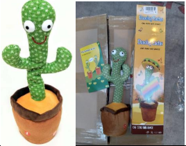 Product Safety Information Notice on a Dancing Cactus Plush Toy YY7 sold on the Amazon platform