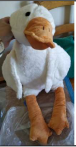 Product Safety Information Notice on a Soft Pillow Toy Goose sold on the eBay platform