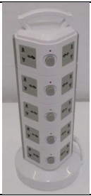 Product Safety Information Notice on 10-Socket Tower Power Strip sold on the Wish platform