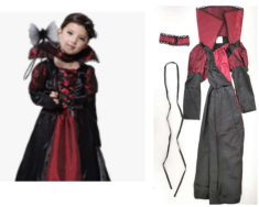 Product Safety Information Notice on a Licus Girls Royal Vampire Halloween Costume sold on Amazon