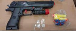Product Safety Information Notice on a Senye Army Combat Max Gun sold on Amazon